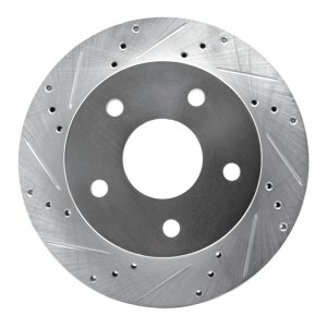 Dodge Ram 1500 Pickup Brake Rotor (1) - Front Left - R1 Concepts - Drilled & Slotted - Silver - `00-`01